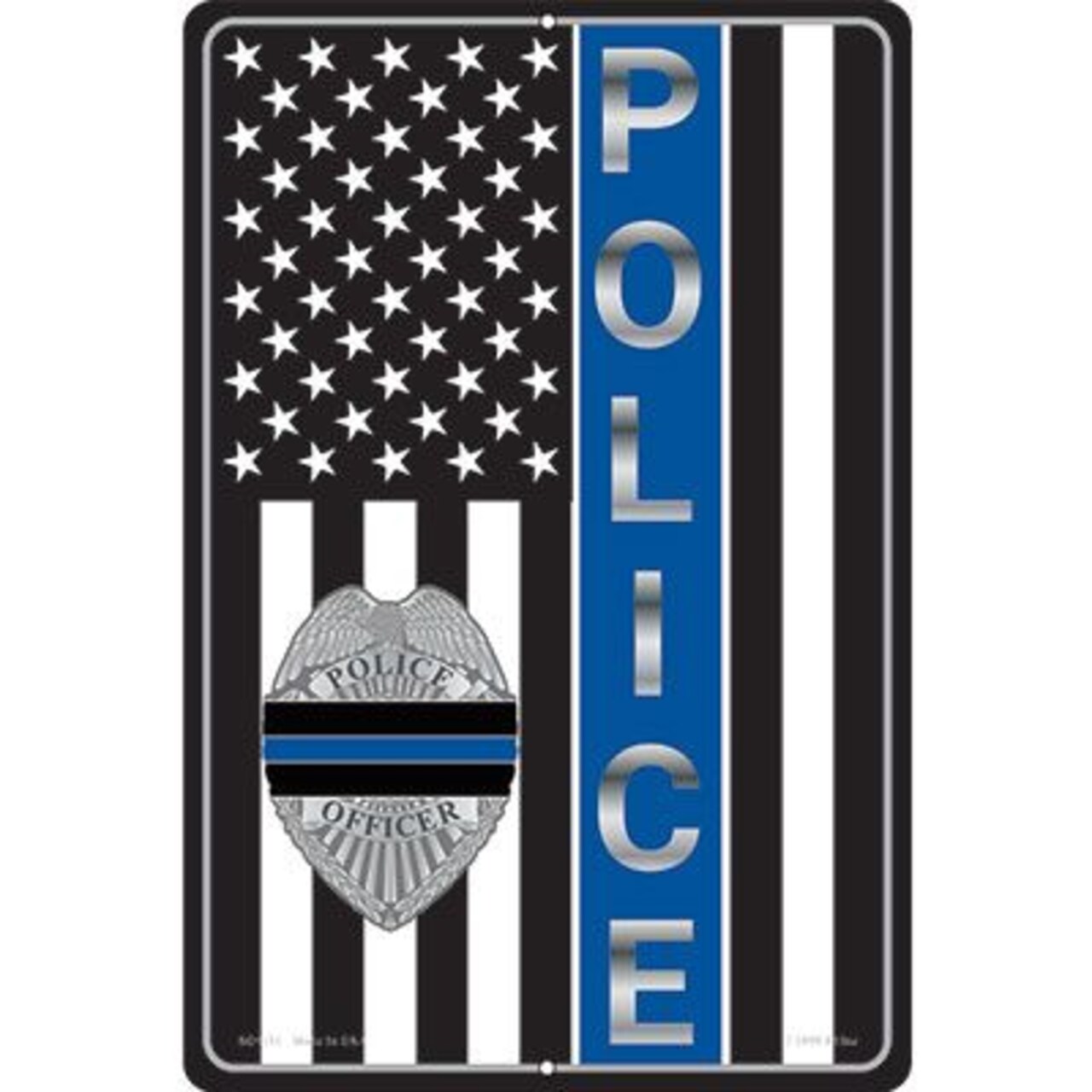 Thin Blue Line Police American Flag Parking Wall Sign 12"x18"